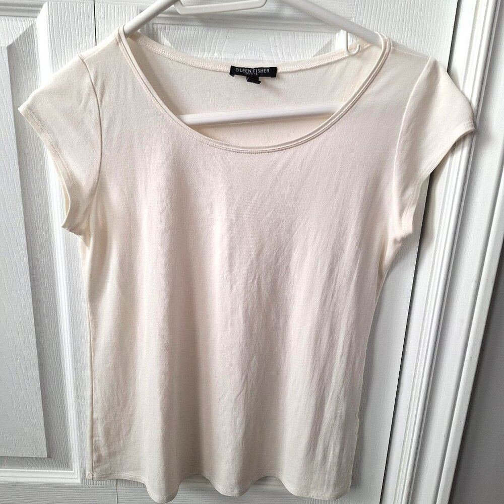 Eileen Fisher 100% Ivory Silk Top